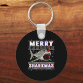 Funny Sharkmas Hai Ugly Weihnachtssüßer Schlüsselanhänger (Vorderseite)