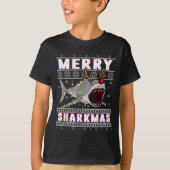 Funny Sharkmas Hai Ugly Weihnachtssüßer T-Shirt (Vorderseite)