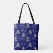 Funny Sharks and Ocean Waves Gemustert Blue Tasche (Rückseite)