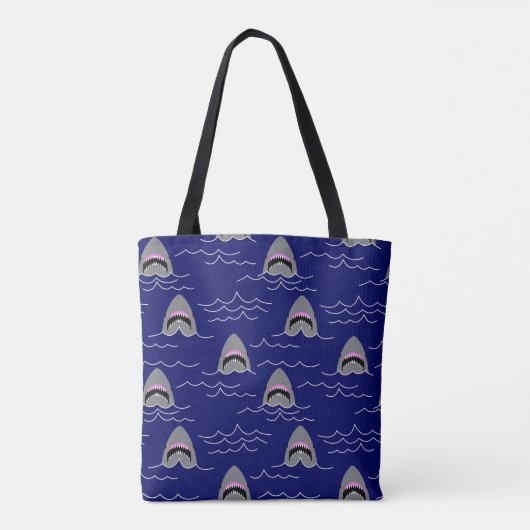 Funny Sharks and Ocean Waves Gemustert Blue Tasche (Rückseite)