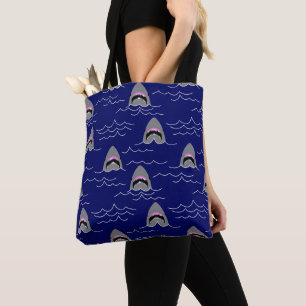 Funny Sharks and Ocean Waves Gemustert Blue Tasche