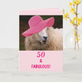 Funny Sheep 50 & Fabulous Geburtstag Karte (Gelbe Blume)