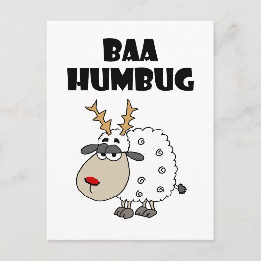 Funny Sheep Bah Humbug Christmas Puff Cartoon Postkarte (Vorderseite)