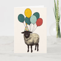 Funny Sheep Birthday Card - Niedliches Lamm mit Ba