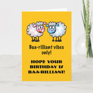 Funny Sheep Birthday Pun Card - Baa rilliant Dankeskarte