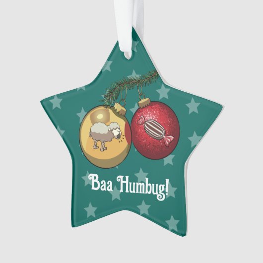 Funny Sheep Christmas Candy Baa Humbug Cartoon Ornament (Vorderseite)