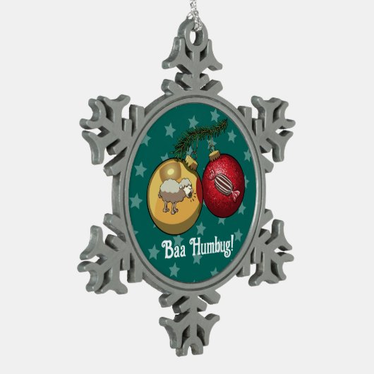 Funny Sheep Christmas Candy Baa Humbug Cartoon Schneeflocken Zinn-Ornament (Links)