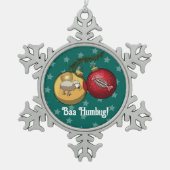 Funny Sheep Christmas Candy Baa Humbug Cartoon Schneeflocken Zinn-Ornament (Vorderseite)
