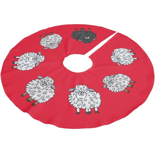 Funny Sheep Christmas Tree Skirt Polyester Weihnachtsbaumdecke (Schrägansicht)