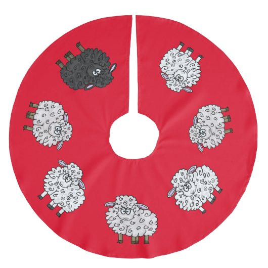 Funny Sheep Christmas Tree Skirt Polyester Weihnachtsbaumdecke (Vorderseite)