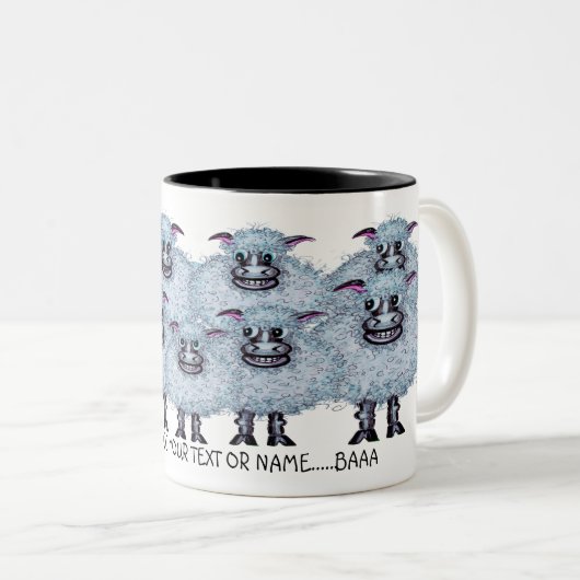 Funny Sheep Design Mug Zweifarbige Tasse (VorderseiteRechts)