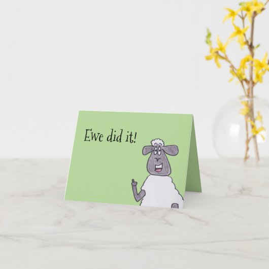 Funny Sheep gratulation Card Karte (Gelbe Blume)