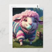 Funny Sheep in einem Pullover Kaugummi Postkarte (Vorne/Hinten)