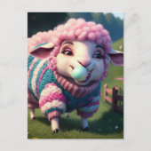 Funny Sheep in einem Pullover Kaugummi Postkarte (Vorderseite)