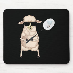 Funny Sheep Lamb Wear Sungles Playing Badminton Mousepad