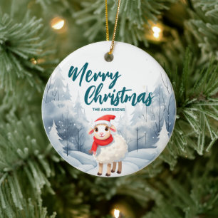 Funny Sheep Lamp Merry Xmas Baum Schnee Urlaub pa Keramik Ornament