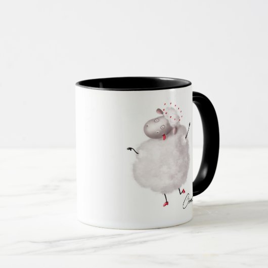 Funny Sheep Liebe Herz Personalisierter Name Tasse (VorderseiteRechts)