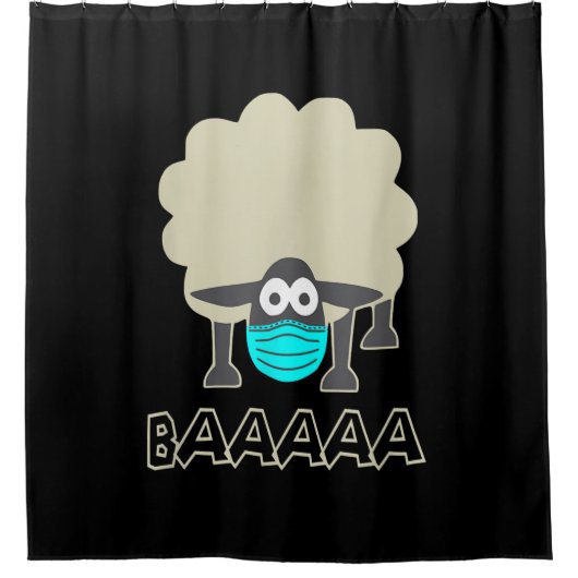 Funny Sheep mit Gesichtsmaske | Schafspende Duschvorhang (Vorderseite)