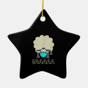 Funny Sheep mit Gesichtsmaske Schafspende Keramik Ornament