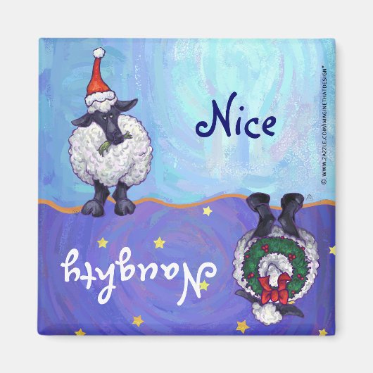 Funny Sheep Naughty Nice Holiday Magnet (Vorne)