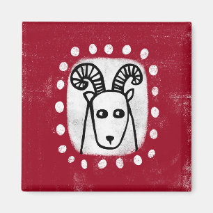 Funny Sheep Ram auf Red Kühlschrank Magnet
