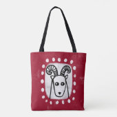 Funny Sheep Ram auf Red Tot Bag Tasche (Rückseite)
