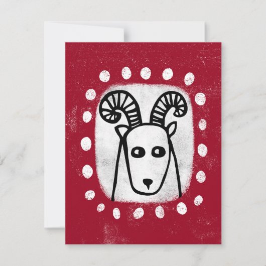 Funny Sheep Ram On Red Greise Card Karte (Vorderseite)