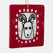 Funny Sheep Ram on Red Ornament (Rechts)