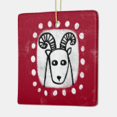 Funny Sheep Ram on Red Ornament (Links)