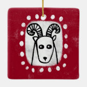 Funny Sheep Ram on Red Ornament (Rückseite)