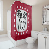 Funny Sheep Ram on Red Showvorhang Duschvorhang (Beispiel)
