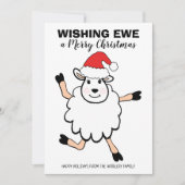 Funny Sheep Santa Wishing Ewe Frohe Weihnachten (Vorderseite)