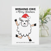 Funny Sheep Santa Wishing Ewe Frohe Weihnachten (Stehend Vorderseite)