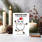 Funny Sheep Santa Wishing Ewe Frohe Weihnachten