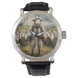 Funny Sheep Schäfer mit seiner Flock, Armbanduhr