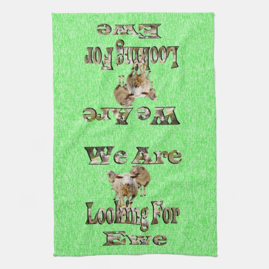 Funny Sheep sucht Ewe, Geschirrtuch (Vertikal)