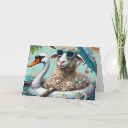 Funny Sheep Swan Float Jede Anlässe Karte (Vorderseite)