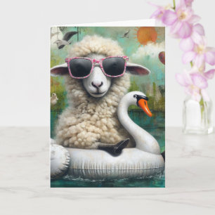 Funny Sheep Swan Float Jedes Anlasses Karte