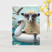 Funny Sheep Swan Float Jedes Anlasses Karte (Gelbe Blume)
