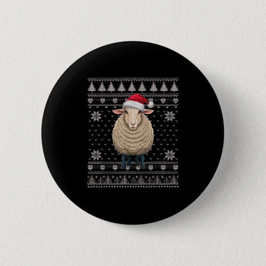 Funny Sheep Ugly Weihnachts Sweater Weihnachtsjets Button (Vorderseite)