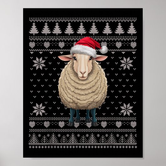 Funny Sheep Ugly Weihnachts Sweater Weihnachtsjets Poster (Vorne)