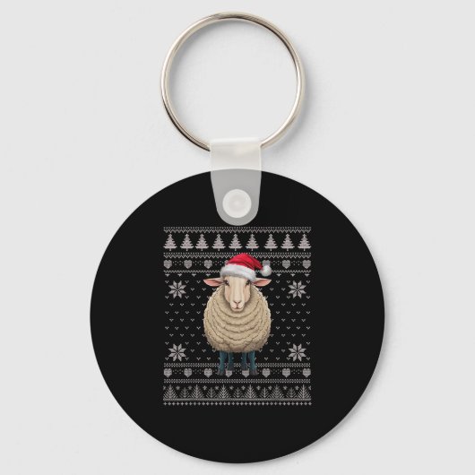 Funny Sheep Ugly Weihnachts Sweater Weihnachtsjets Schlüsselanhänger (Vorderseite)