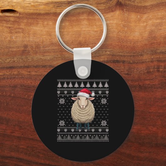 Funny Sheep Ugly Weihnachts Sweater Weihnachtsjets Schlüsselanhänger (Vorderseite)