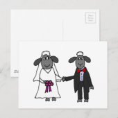 Funny Sheep Wedding Cartoon Postkarte (Vorne/Hinten)