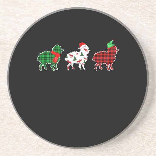 Funny Sheep Xmas Red Pläd Gift Getränkeuntersetzer (Vorne)