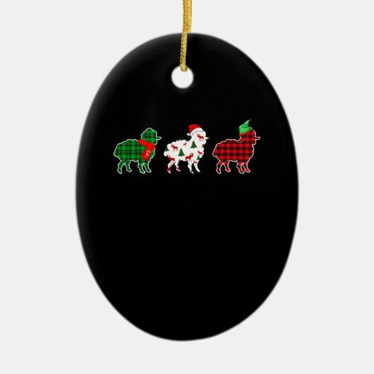 Funny Sheep Xmas Red Pläd Gift Keramik Ornament (Vorne)