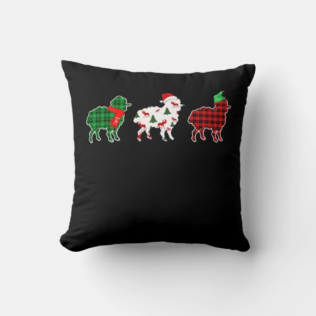 Funny Sheep Xmas Red Pläd Gift Kissen (Vorderseite)