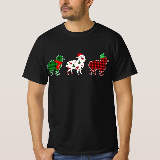Funny Sheep Xmas Red Pläd Gift T-Shirt (Vorderseite)