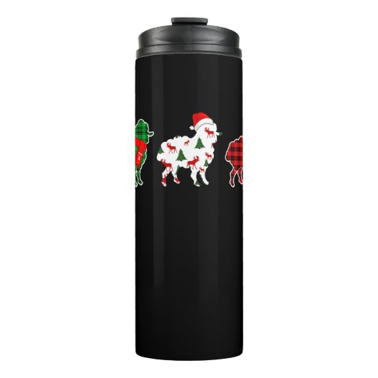 Funny Sheep Xmas Red Pläd Gift Thermosbecher (Vorderseite)