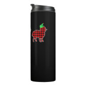 Funny Sheep Xmas Red Pläd Gift Thermosbecher (Nach rechts gedreht)